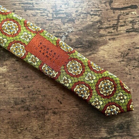 Robert Talbott Carmel Best Of Class Silk Tie Olive Green Medallion Print Necktie - Picture 7 of 9